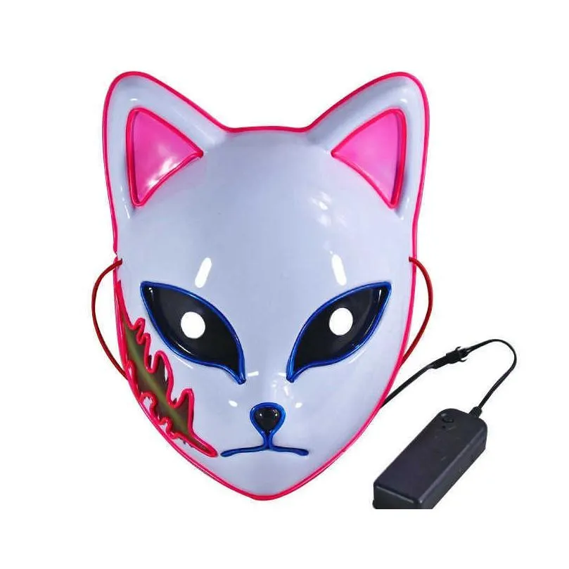 anime demon slayer cosplay mask led for men women sabito kamado tanjirou makomo halloween party cosplay props x0803