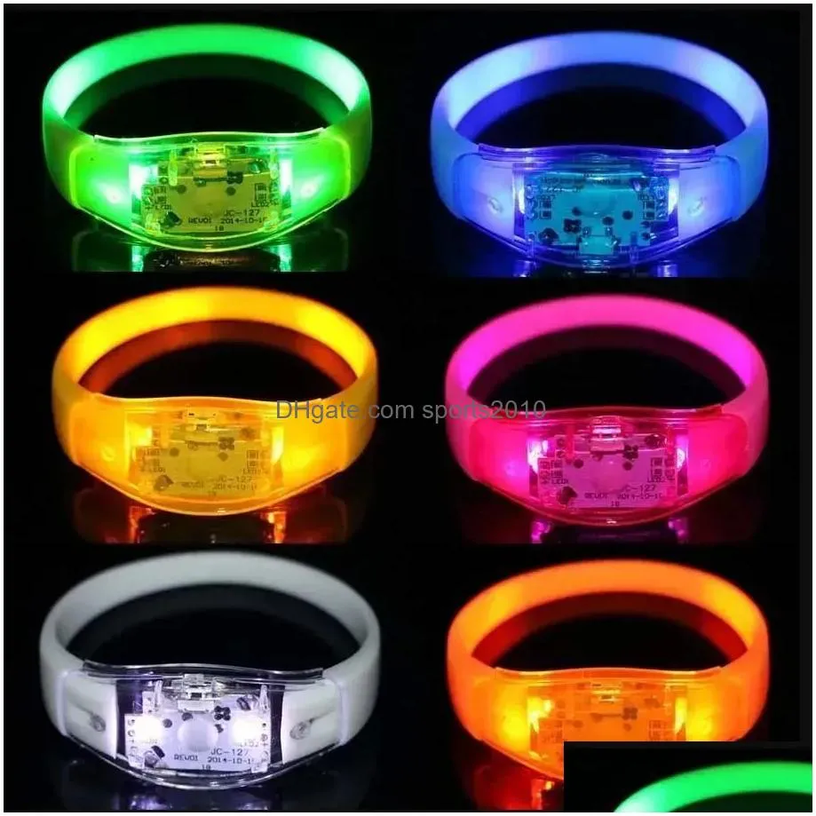 Party Favors Sile Sound Controlled Led Light Bracelet Activated Glow Flash Bangle Wristband Gift Wedding Halloween Christmas Fy8643 D Dh38X