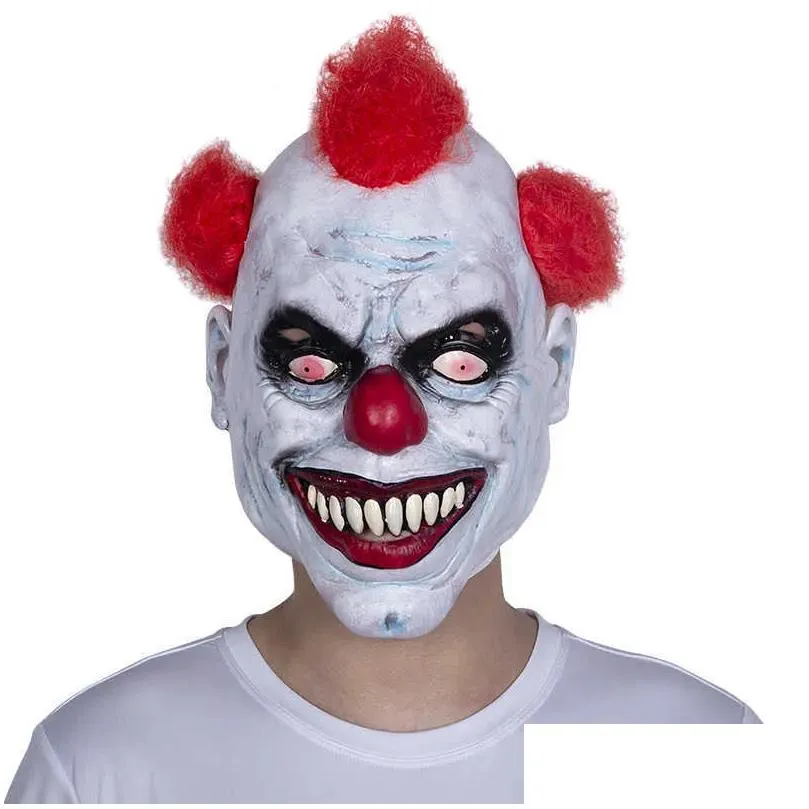 clown mask halloween horror party costume props spooky smiling clown cosplay heaear terror party escape drup x0803