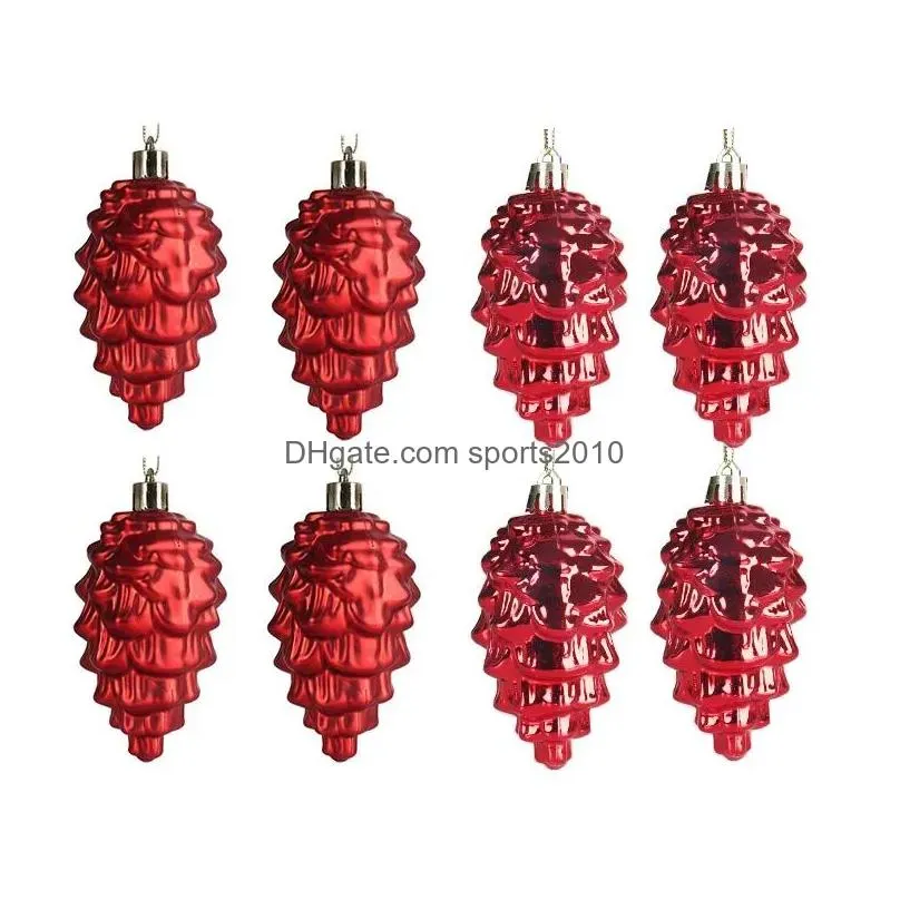 Christmas Decorations Christmas Pinecone Ornament 8Pcs 9Cm Hanging Plastic Pine Cone Painted Tree Decoration 828 Drop Delivery Home Ga Dh32A