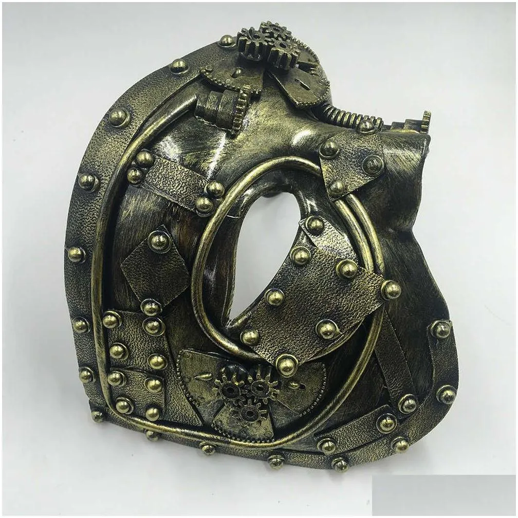 steampunk phantom masquerade cosplay mask ball half face men punk costume halloween party costume props x0803