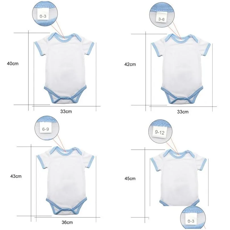 diy textile sublimation blanks baby jumpsuits white contton girl infant romper heat transfer printing toddler boy bodysuits clothes thermal press outfit mix