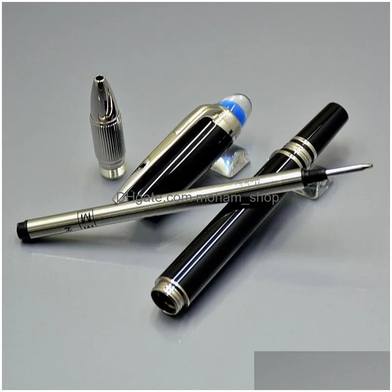 Ballpoint Pens Wholesale Luxury Gift Pen High Quality Blue Crystal Top Rollerball Office School Supplies Writing Smooth Fountain Wit Dhgix