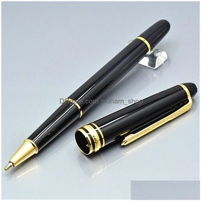 Ballpoint Pens Wholesale Luxury Monte Msk-163 Black Resin Rollerball Pen High Quality School Office Writing Fountain With Serial Num Dhssu