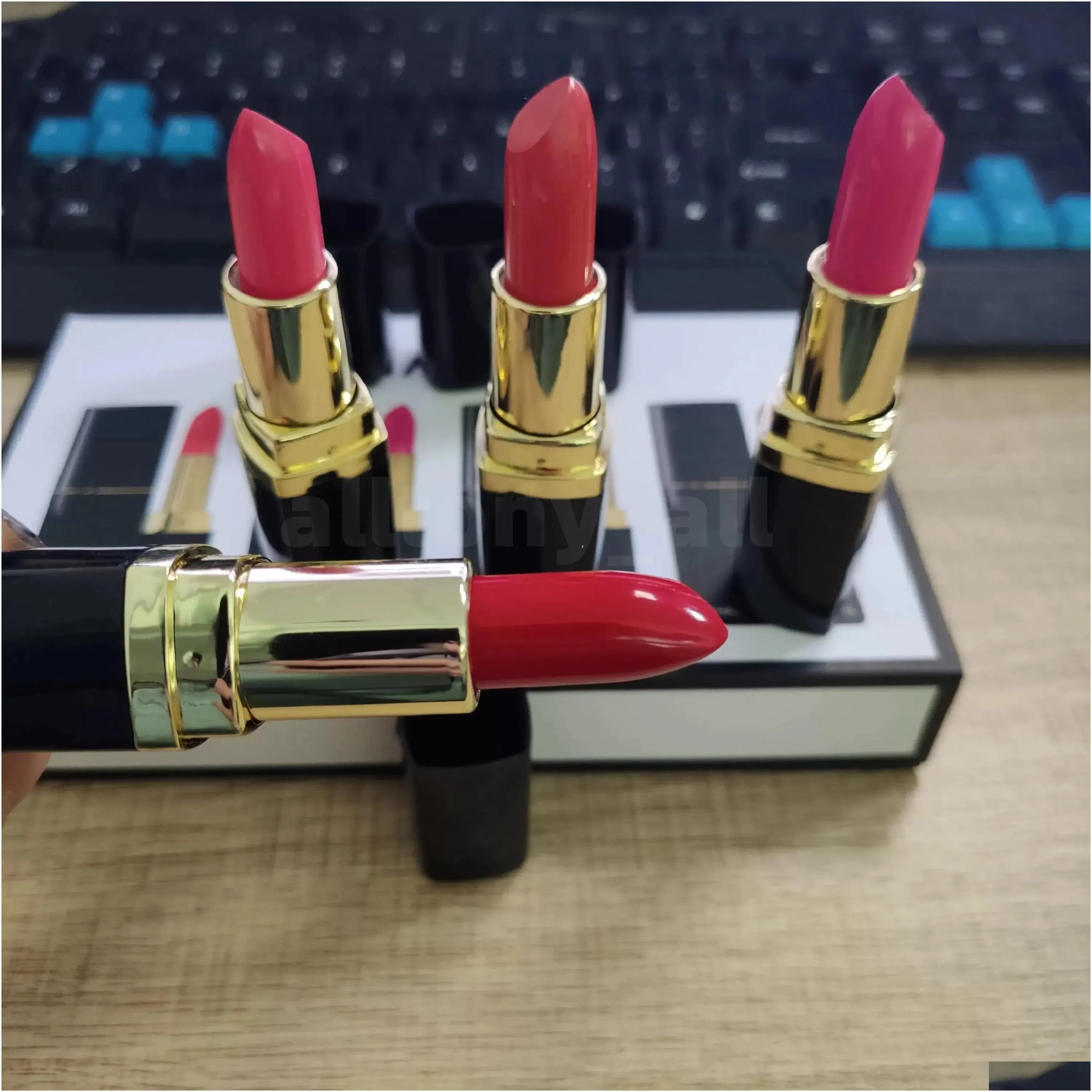 brand matte lipstick 4-color black bucket waterproof lasting velvet makeup lipstick set