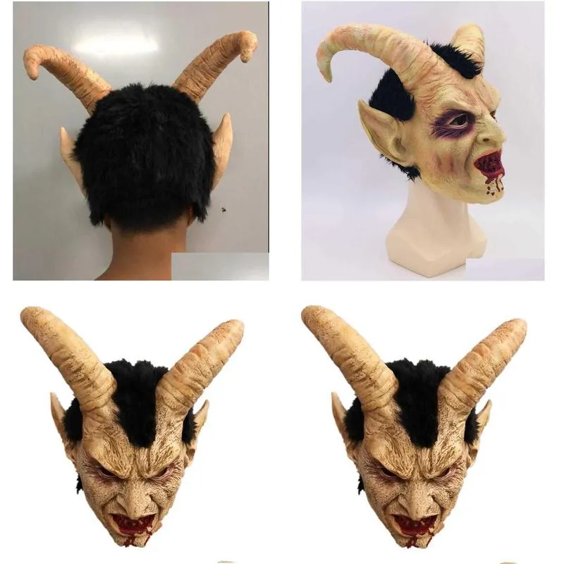 lucifer horn masque latex masks halloween costume scary demon devil movie cosplay horrible mask adults party props x0803