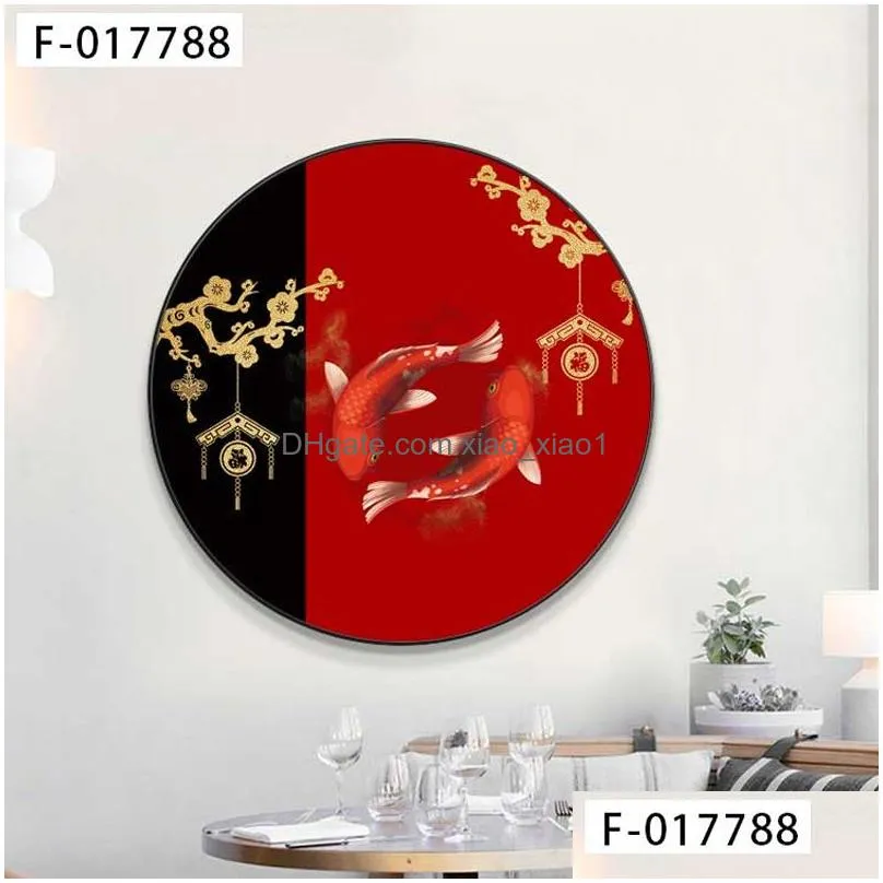 circular flat diamond encrusted crystal porcelain painting abstract geometric wall artwork shaped home wall decoration modern