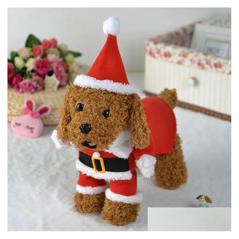 Dog Apparel Xs To Xxl Christmas Pet Clothes With Hat Year Party Decorations Red Winter Cats Accessories Sweet Santa Claus Cosplay Lo Dh8Fd