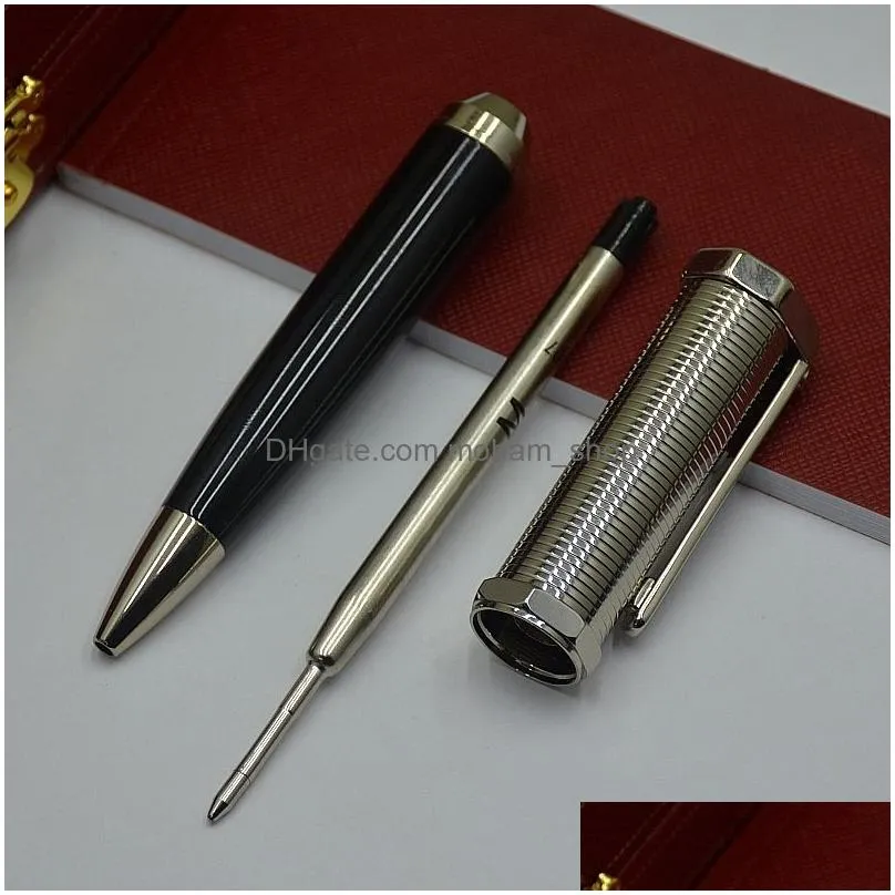 Ballpoint Pens Wholesale Limited Edition Santos-Dumont Pen High Quality Sier Black Metal Ball Writing Smooth Office School Supplies Dhpcw