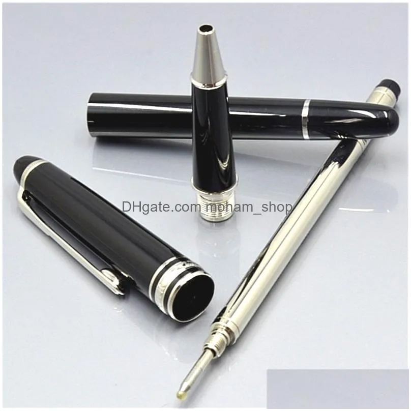 Ballpoint Pens Wholesale Luxury Monte Msk-163 Black Resin Rollerball Pen High Quality School Office Writing Fountain With Serial Num Dhssu