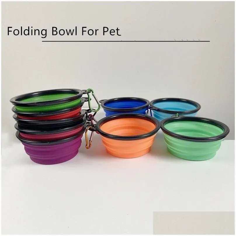 foding bowls for pet tpe three size silicon dog and cat portable bowl feeders in door or outdoor with carabiner sea freight