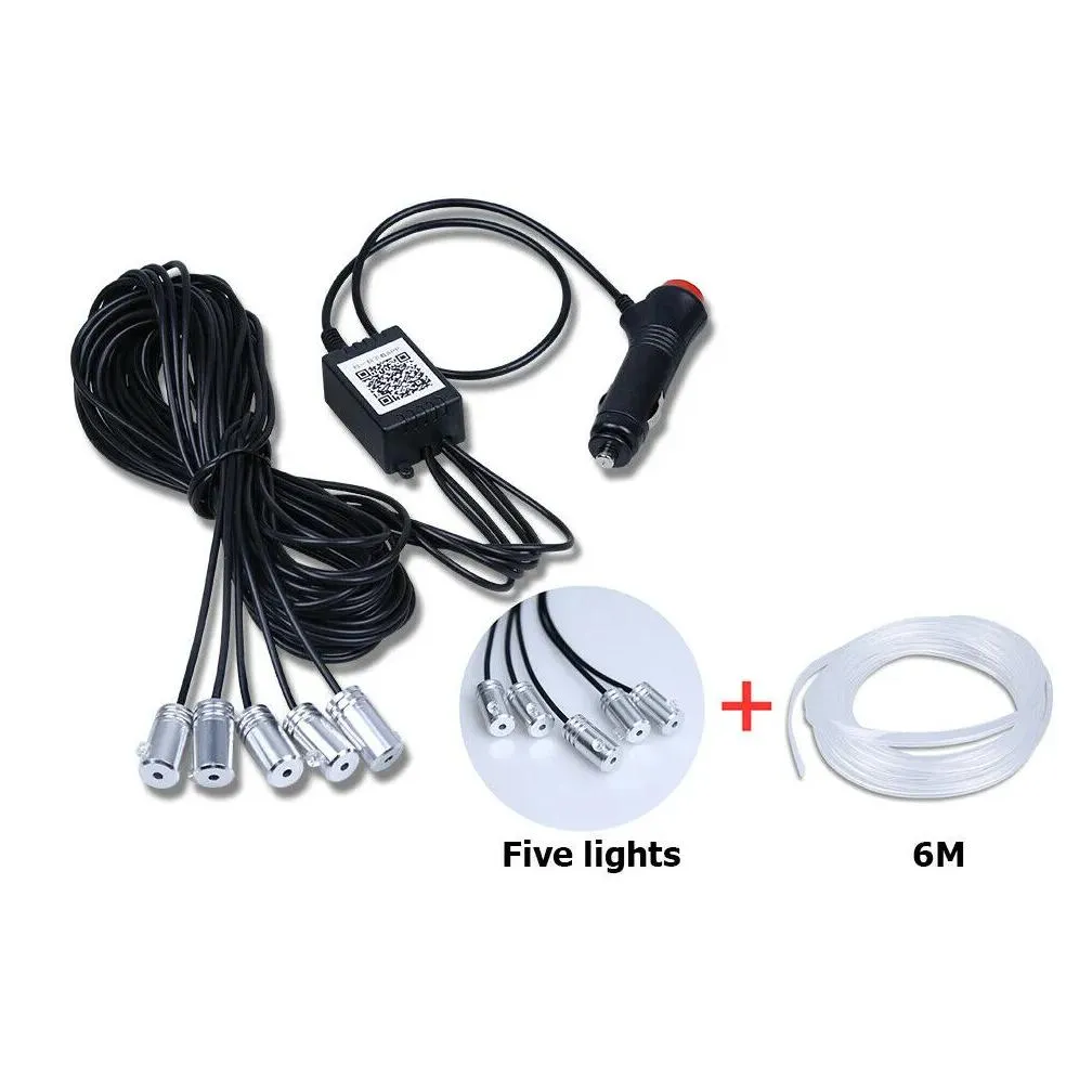New Neon Car LED Interior Lights RGB Ambient Light Fiber Optic Kit With APP Wireless Control LED Auto Atmosphere Decorative Lamp