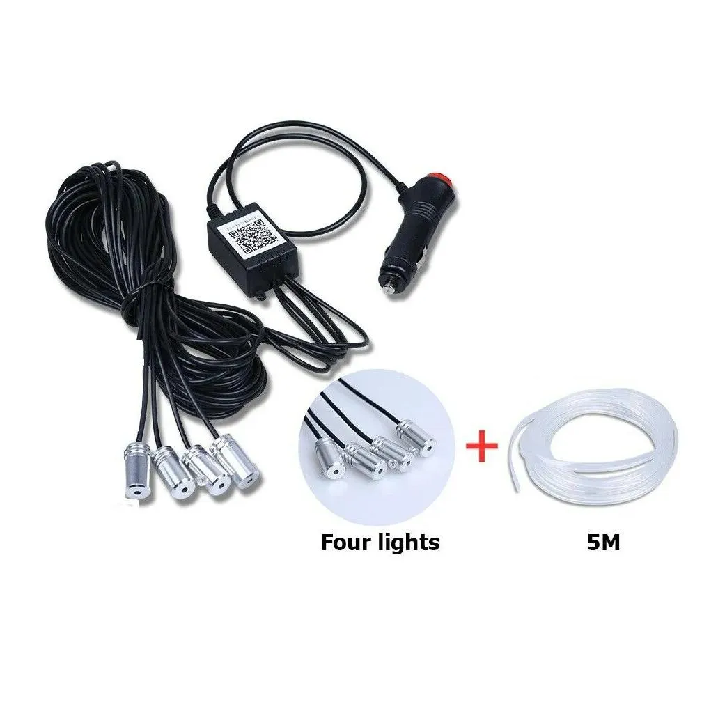 New Neon Car LED Interior Lights RGB Ambient Light Fiber Optic Kit With APP Wireless Control LED Auto Atmosphere Decorative Lamp