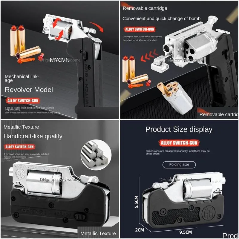 Foldable Shell Ejected Alloy Revolver Flashlight Toy Pistol Ghost Burst ...