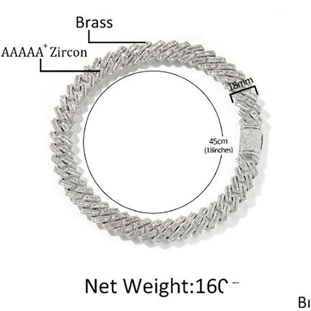 18mm Iced Baguette Cuban Link Prong Chain diamond necklace - 14K 