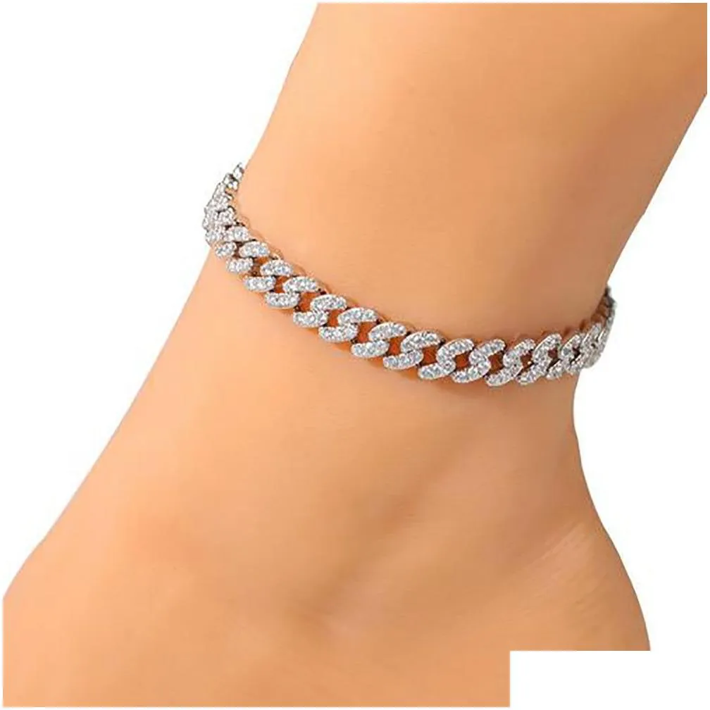 14K Iced Out Cuban Link Chain Anklet With Zirconia For Women Bling Charm Body Chain Jewelry Wholesale Drop Delivery From Bdeoo 19.7 DHgate.Com