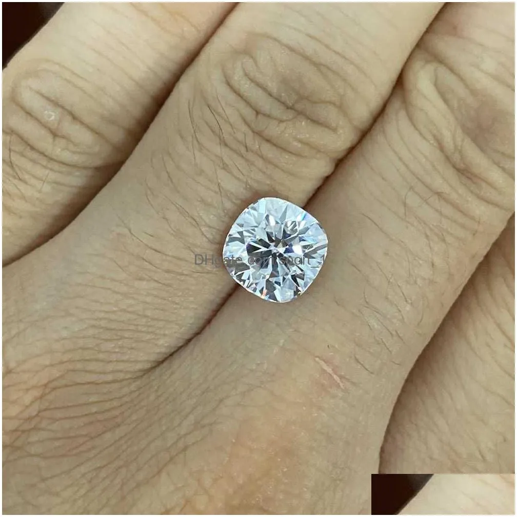 Loose Gemstones Meisidian Gemstone Lab Grown Moissanite 6X6Mm 1 Carat Vvs D Colorless Cushion Cut Stones H1015 Drop Delivery Jewelry Dh9Iw