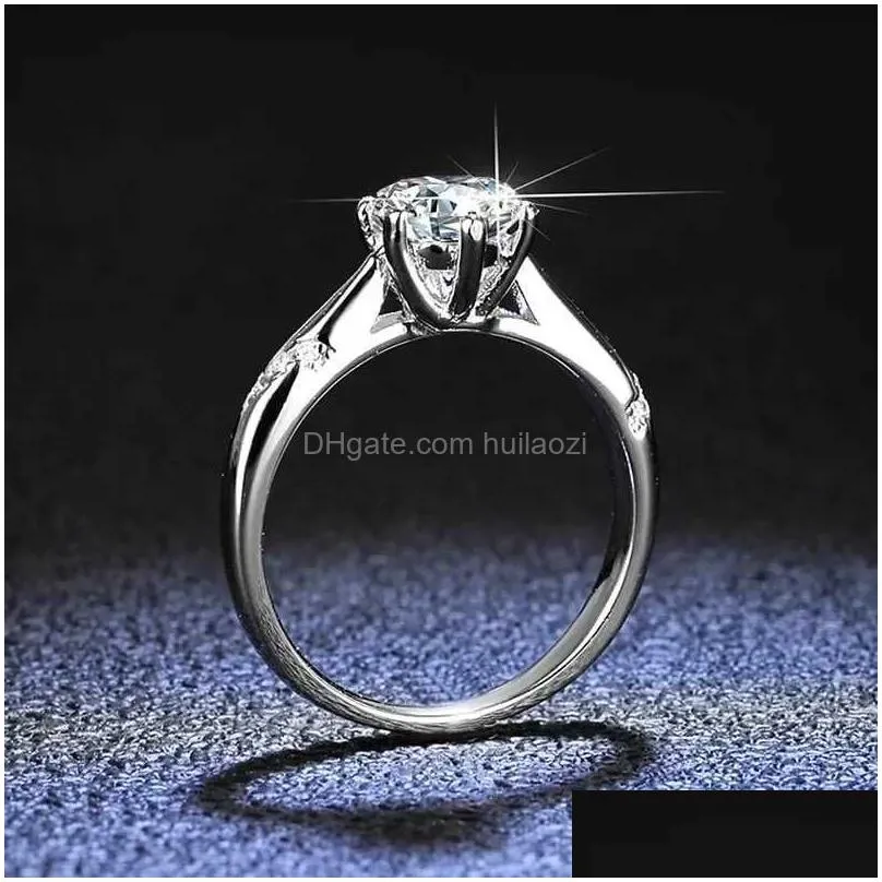 Wedding Rings 100 Original Certification Pt950 Platinum Ring High Quality 1 Carat Moissanite Jewelry Womens Engagement Q2405111 Drop Dh6Gc