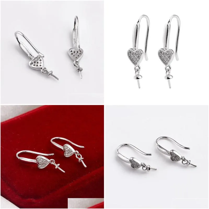 925 Sterling Silver Little Heart Pearl Findings Hook Earwire For Drop Silver Pearl Drop Earrings Set Of With Zircons Fast Delivery OT52L From Bdeoo 18.72 DHgate.Com