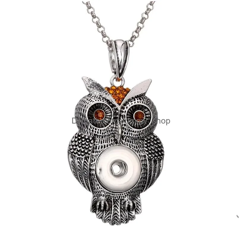 Vintage Crystal Owl Snap Button Owl Pendant Necklace For 18mm Ginger Buttons Perfect Gift For Parties And Jewelry Drop Delivery From Yummy shop 1.53 DHgate.Com