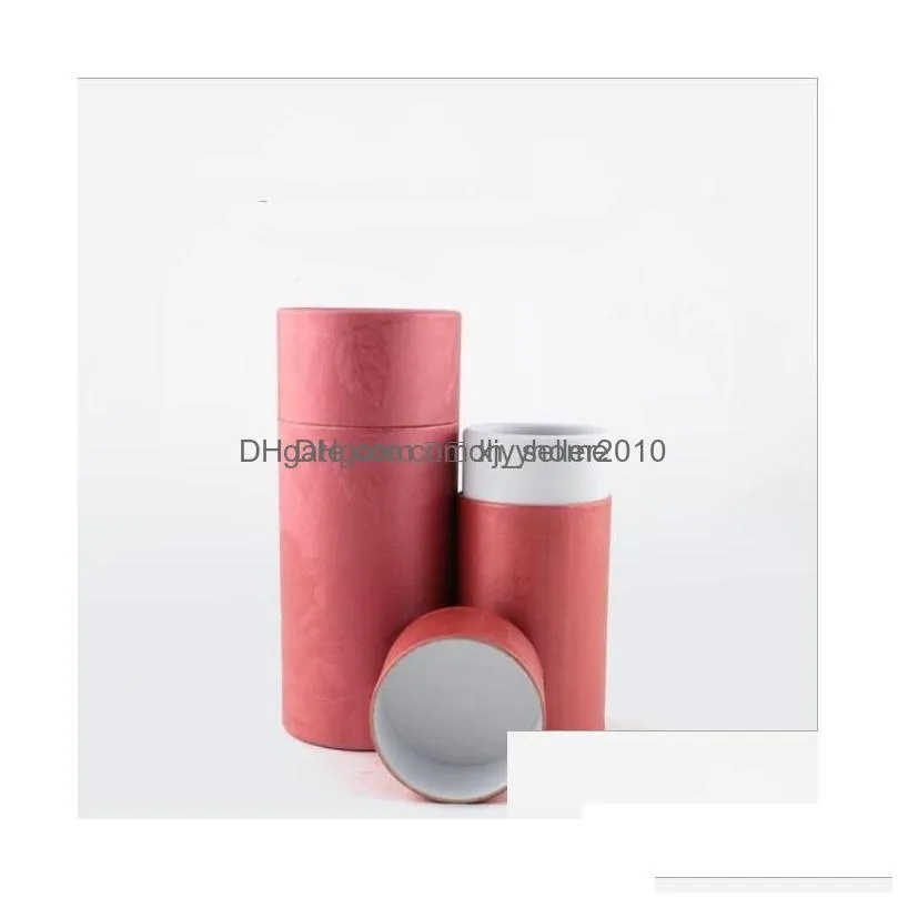 Gift Wrap 50Pcs Hard Kraft Paper Box With Lid Jar Cylindrical Cardboard Boxes Essential Oils Tube Package1 Drop Delivery Home Garden Dhco2