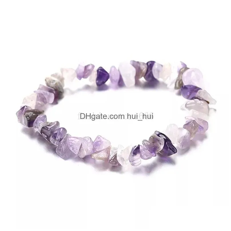 natural gem stone bracelet irregular crystal stretch chip beads nuggets bracelets bangles quartz chakra wristband for women gift