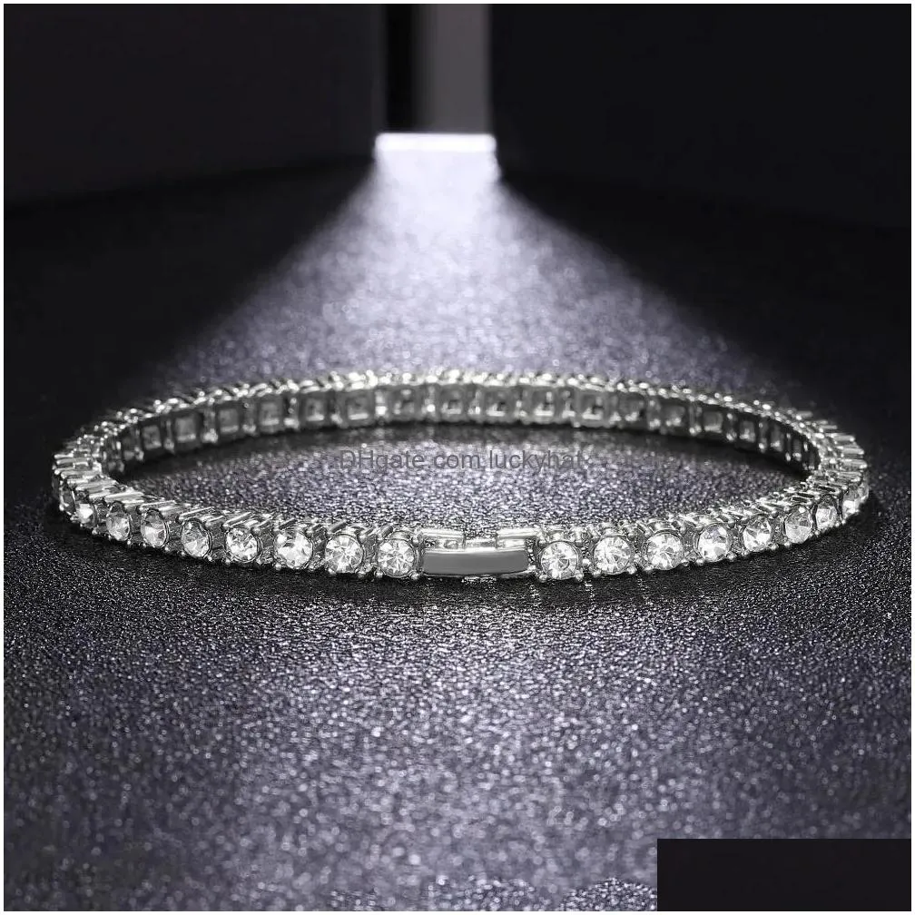 Jewelry Boxes Boxes Iced Out Tennis Chain Necklace For Men Jewelry Cubic Zircon 4Mm Choker Hip Hop Crystal Women Collares Gift Drop De Dhc0V