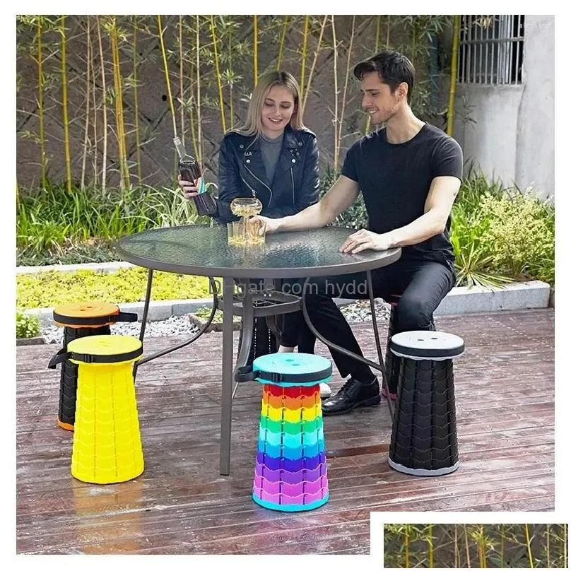 camp furniture portable telescoping stool with cushion rainbow retractable big capacity 440ib adjustable folding for hiking camping