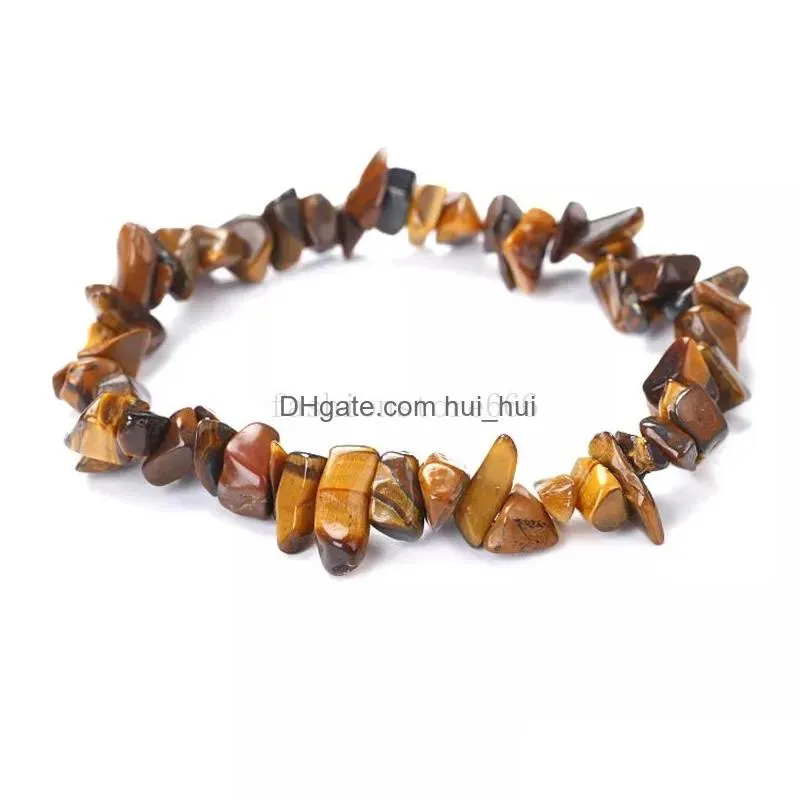 natural gem stone bracelet irregular crystal stretch chip beads nuggets bracelets bangles quartz chakra wristband for women gift