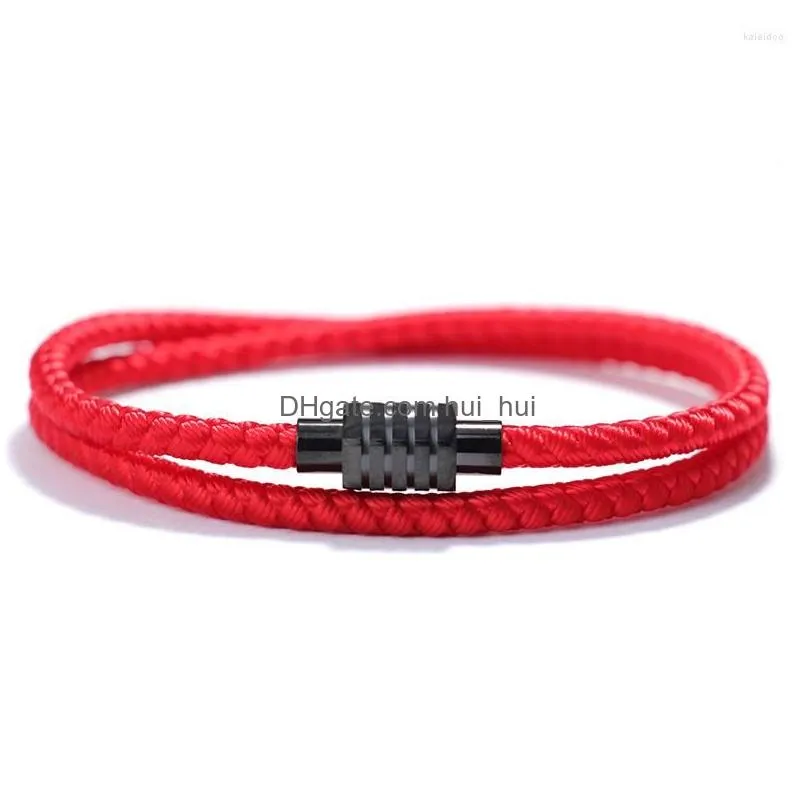 charm bracelets 202minimalist men bracelet double layer keel rope braided braslet stainless steel magnetic buckle fashion jewelry