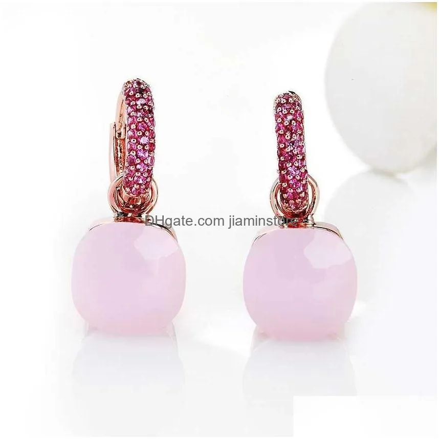 Dangle & Chandelier Foris 14 Colors Fashion Rose Gold Color Pink Zircon Earrings For Women Gift Fine Jewelry 2106161102787 Drop Deliv Dhtak