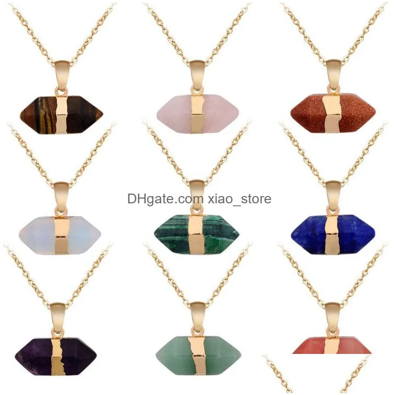 necklace fish tail pendant necklaces designer jewelry healing turquoise green aventurine quartz stone silver plated leather link chain alloy chokers for