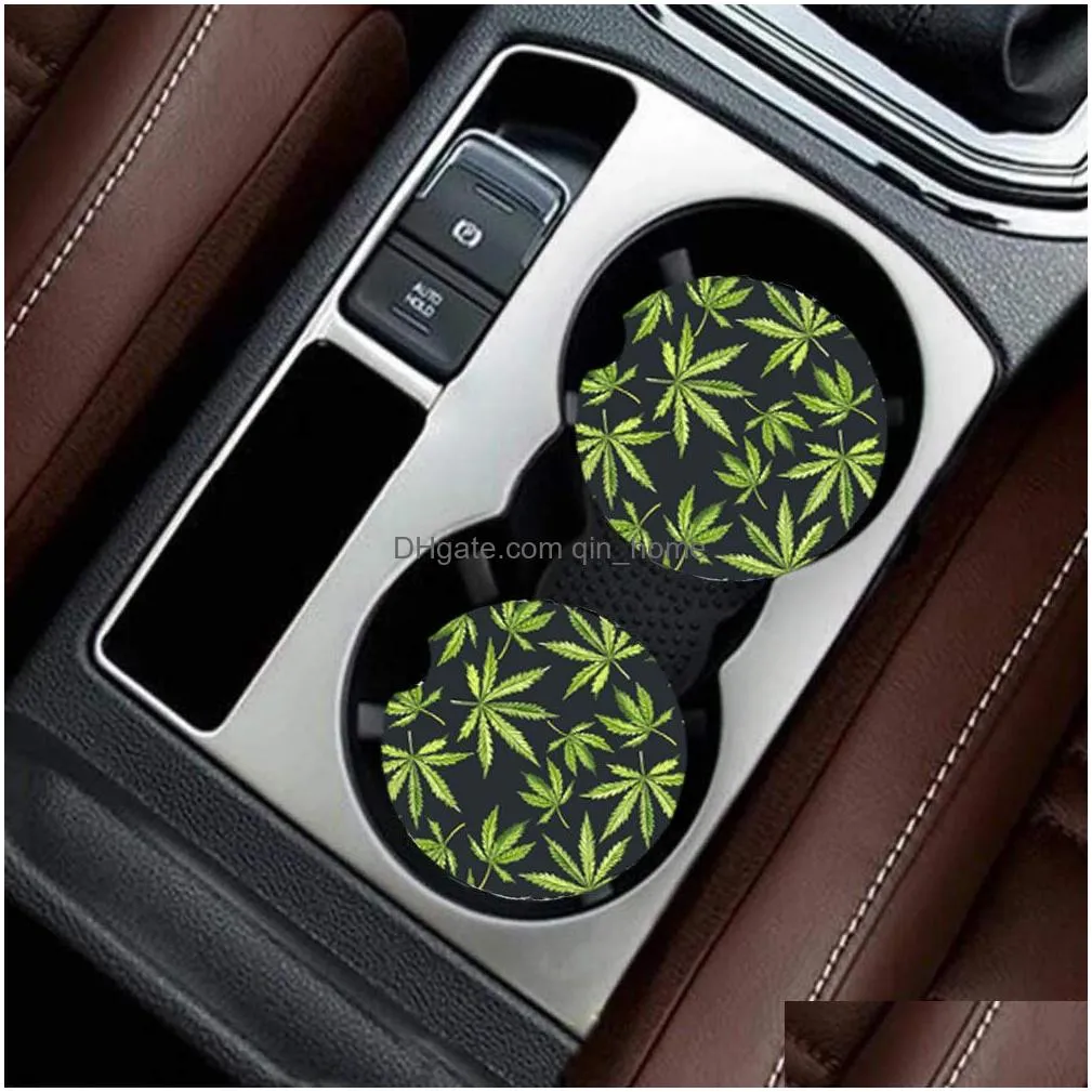 customized ceramic mats absorbent car coasters 2.56 stone crafts cupholder for women men sunflower usa flag etc 25 colors