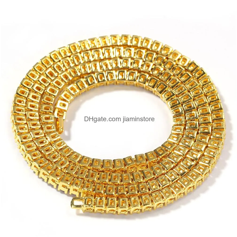 Chains 4Mm Colorf Crystal 1 Row Tennis Chains For Mens Bling Iced Out Diamond Hip Hop Gold Sier Choker Necklace Women Rapper Drop Deli Dhjqk