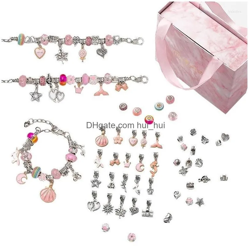 charm bracelets trending products diy childrens handmade crystal loose bead alloy bracelet beaded material bag accessories gift box