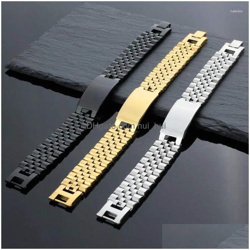 charm bracelets 361l stainless steel simple smooth watch strap bracelet with folding buckle high-grade mens business jewelry bangles