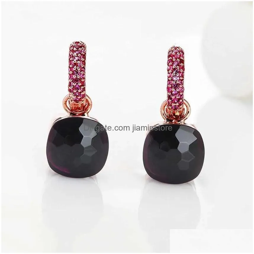 Dangle & Chandelier Foris 14 Colors Fashion Rose Gold Color Pink Zircon Earrings For Women Gift Fine Jewelry 2106161102787 Drop Deliv Dhtak