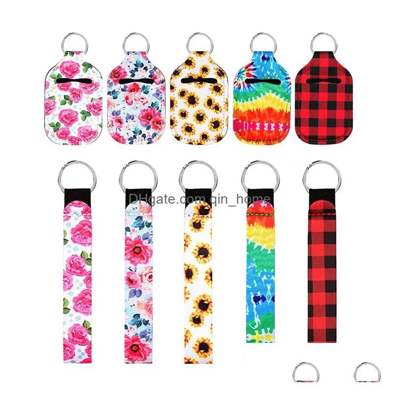 2 pieces self defense keychain set for party favor including 30ml hand sanitizer holder and wristlet lanyard 113 colors