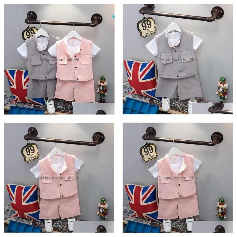 clothing sets three pieces boy set vest t shirts shorts boys summer clothes ensemble garcon kids 6set051clothing