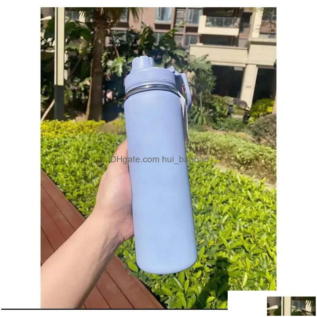 bottle 710ml insulated water cup lu sport gym vacuum bottles portable leakproof outdoor cup stainless steel thermos pure color