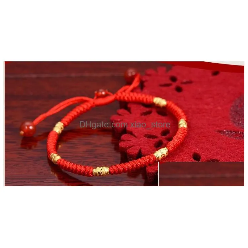 blessed lucky charm bracelets for female red rope couples gold bead bracelet with men and women
