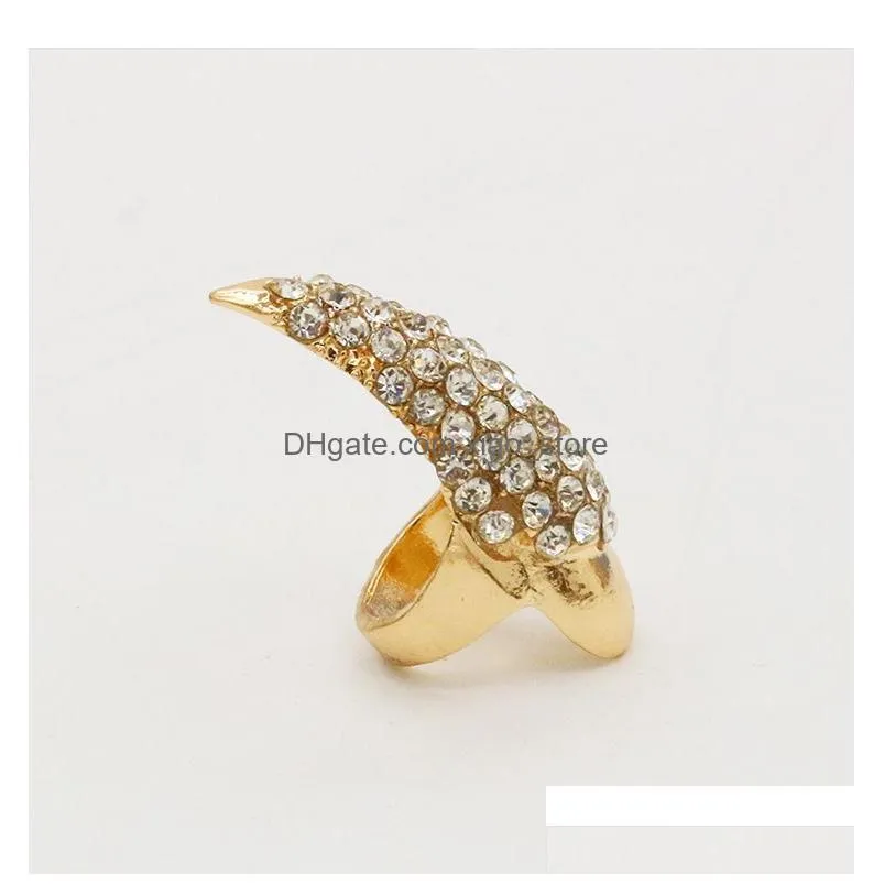 vintage  claw fingernail ring for men rhinestone crystal rings