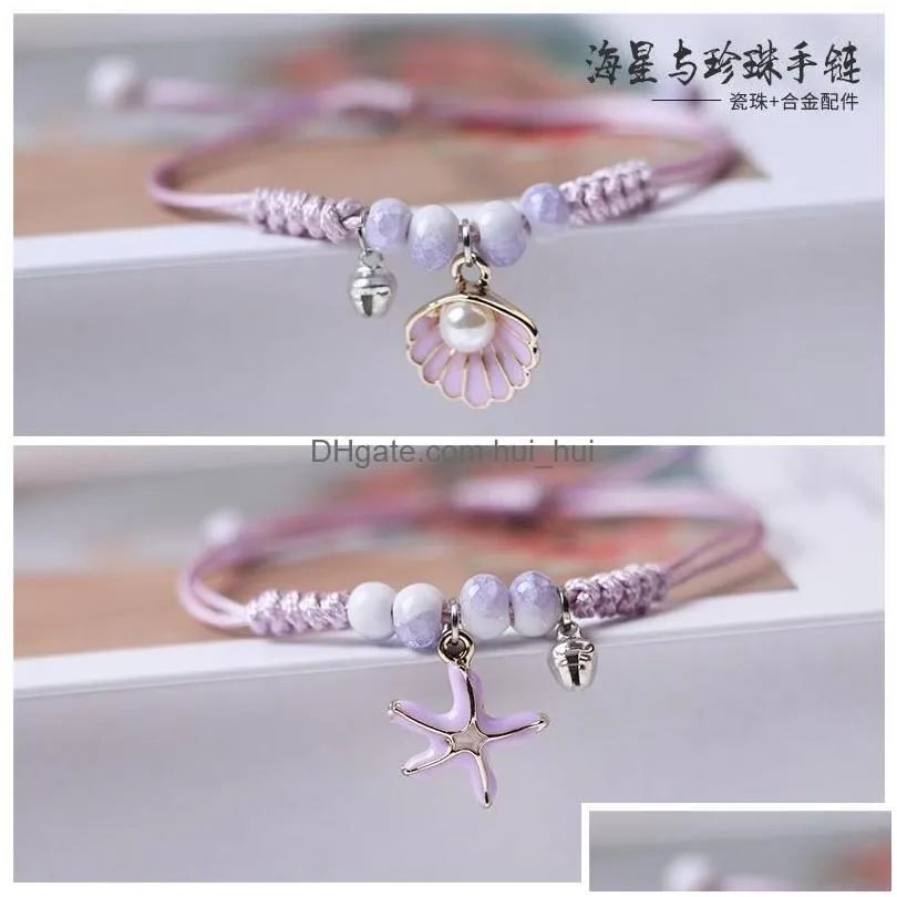 charm bracelets exquisite jewelry couple bracelet female beautiful starfish hand woven rope girlfriend student gift accessories