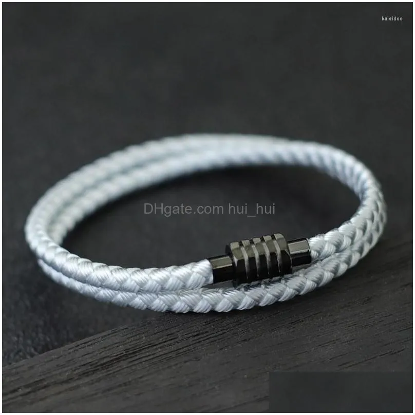 charm bracelets 202minimalist men bracelet double layer keel rope braided braslet stainless steel magnetic buckle fashion jewelry
