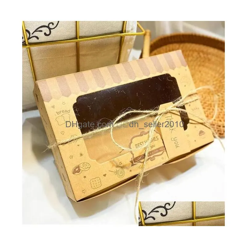 Gift Wrap Kraft Paper Packing Box With Transparent Window Candy Cake Boxes Wedding Party Cookie Favor Gifts Baby Shower Drop Delivery Dhmsi