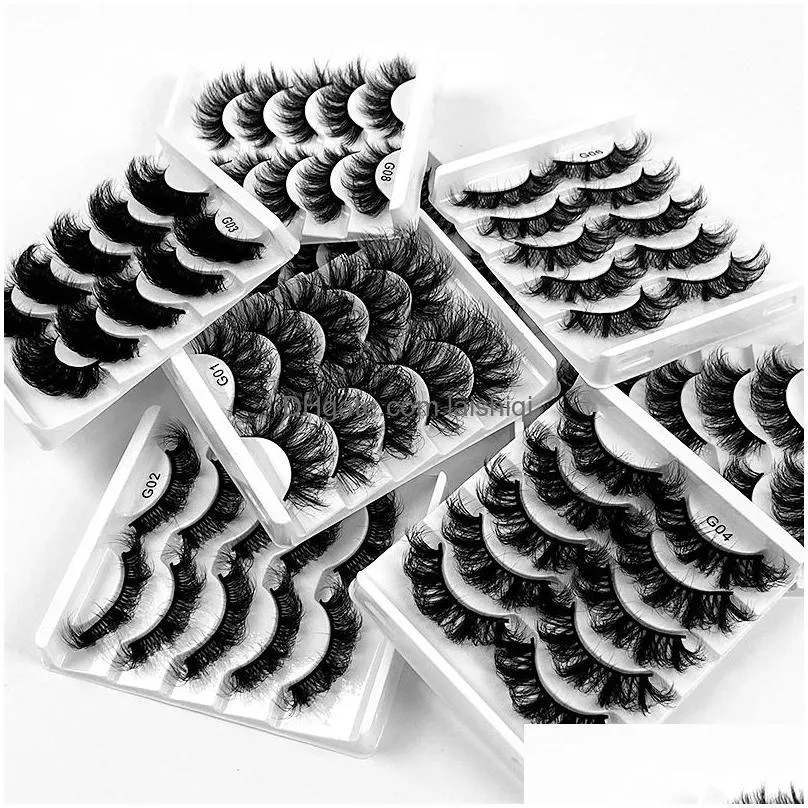 false eyelashes 5 pairs 25mm 8d eyelash extension makeup faux mink hair natural thick long fluffy soft wispy cross reusable