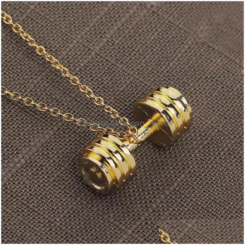 fashion interest barbell designer necklace woman south american style gold silver plated pendant mens necklaces accessories jewelry for friend gift 3