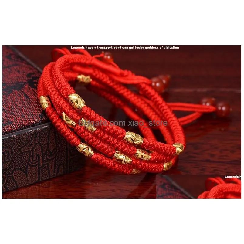 blessed lucky charm bracelets for female red rope couples gold bead bracelet with men and women