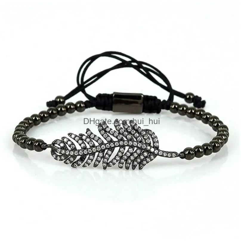 charm bracelets anil arjandas cz for women macrame braiding cord 24k metal plated beads leaf shape clear crystal
