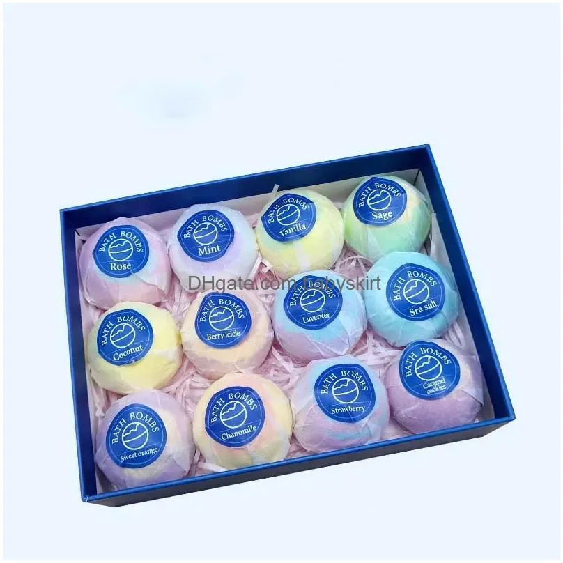 Body Scrubs Bath Ball Mixed Color Floating Salt Bomb 12 Pcs Dried Flower  Oil Set Drop Delivery Health Beauty Bath Body Dhfl6